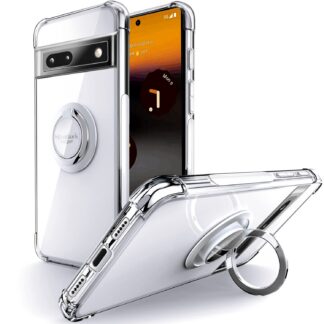 Google Pixel 6A telefonikaaned, pööratava rõngasjalaga, läbipaistev