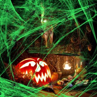 Pimedas helendav ämblikuvõrk koos  ämblikega, valge (60g)