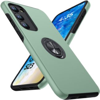 Samsung Galaxy S23 telefonikaaned, põrutuskindel, 360° pööratava jalaga, alpiroheline