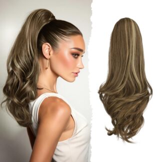 Pikk laineline patsipikendus, kinnitusklambriga, helepruun tuhkblondide salkudega (41cm)