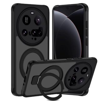 Xiaomi 15 Ultra telefonikaaned, magnetiline, poolläbipaistev matt, jalaga, must