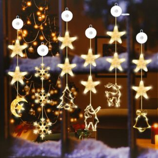 LED jõuluvalgustid aknale, iminapaga, patareitoitega (6tk)