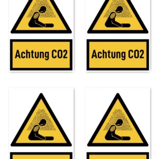 CO2 hoiatussildid, kollane/must (4tk), saksa keeles
