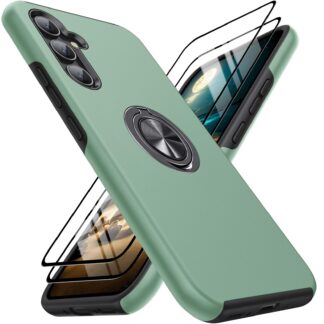 Samsung A54 telefonikaaned, põrutuskindel, 360° pööratava jalaga, heleroheline (2tk ekraanikaitseid)