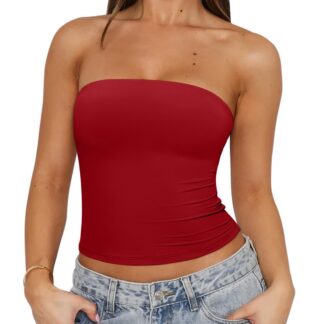 Naiste olapaelteta seljata topp, topeltvoodriga, punane (L)