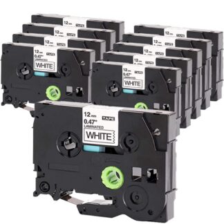 Sildilint Brother P-Touch printerile, valge (10tk, 12mm)