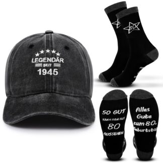 Meeste sünnipäevakingituskomplekt: müts ja sokid (2tk, 80. sünnipäevaks)