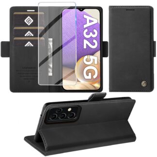 Samsung Galaxy A32 5G telefonikaaned, nahast, põrutuskindel, must
