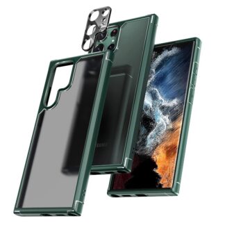 Samsung Galaxy S22 Ultra telefonikaaned, põrutuskindel, roheline (komplektis 2 kaamera ekraanikaitset)