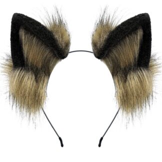 Karvane peavõru, rebase- ja kassi kõrvadega, khaki-must