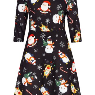 Naiste elegantne jõulukleit, pikkade varrukatega, must (s. M)