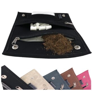 Nahast tubakakott lahtritega, must