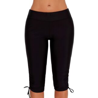Naiste ujumisshortsid, kiiresti kuivavad, kõrge vöökohaga, must (s. XL)