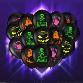 Hirmsad õhupallid, koljumustriga, must (16tk, 30cm)