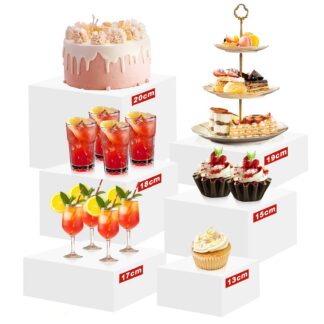 Akrüülist magustoidualuste komplekt, läbipaistev ja valge (6tk)