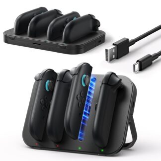 Laadimisjaam Switch Joy-Con kontrolleritele, magnetlaadija, must (4-ühes)