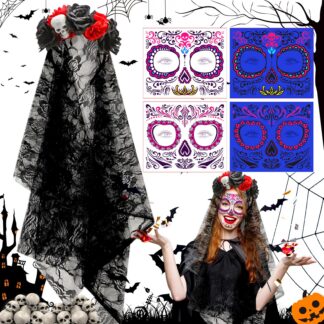 Surnute päeva peaehe-loor roosi ja kolju disainiga