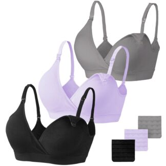 Imetamisrinnahoidjad, õmblusteta, traadita, pikendustega, must/hall/lilla (3tk, s. S)