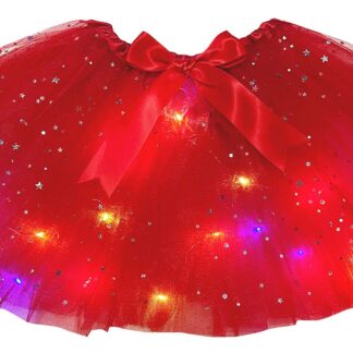 Tüllist tutu-seelik tähtede ja LED tuledega, punane (üks suurus, venib, täiskasvanutele ja neidudele)