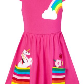 Tüdrukute suvekleit, ükssarviku tikandiga (s. 4-5 aastat)