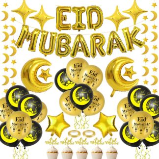 Ramadani ja Eid Mubaraki kaunistuskomplekt, (foolium, kuu ja täht)