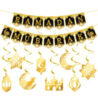 Ramadan Mubarak girland, kuldne kaunistus