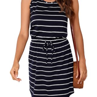 Naiste suvekleit, veniv vöökoht, tumesinine (M)