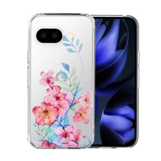 Google Pixel 9a telefonikaaned, lilleline, kirsipuuõitega, silikoonist