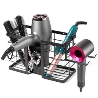 Seinale kinnitatav föönihoidja riiul, must