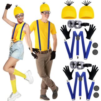 Kollane minionide kostüümi komplekt täiskasvanutele, 2-le inimesele