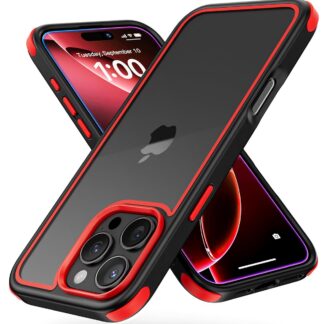 iPhone 16 Pro Max telefonikaaned, üliläbipaistvad, põrutuskindlad, must/punane