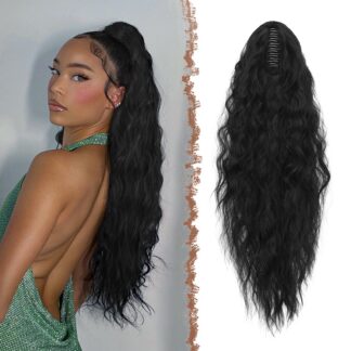 Klambriga hobusesaba juuksepikendus, laineline, must (66cm)