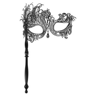 Veneetsia mask, pulga ja kivikestega, must