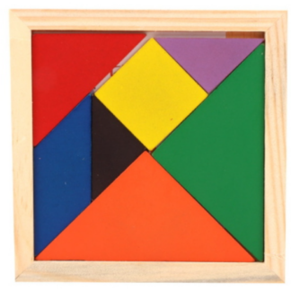 Puidust geomeetriline pusle kujundite tegemiseks ja karpi mahutamiseks 11.4x11.4x0.7 cm