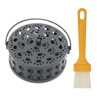 Metallist säästõrjespiraali hoidja, ümara kujuga, kaane ja käepidemega, must