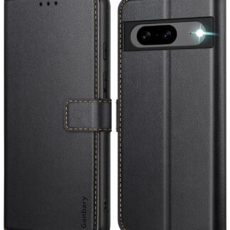 Google Pixel 8a 5G nahast klapiga telefonikaaned, kaardipesade, magnetkinnituse ja jalaga, must