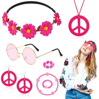 Hipi kostüümi aksessuaaride komplekt naistele, mitmevärviline