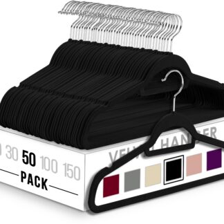 Sametised libisemiskindlad riidepuud, lipsukinnitusega, must (50tk)