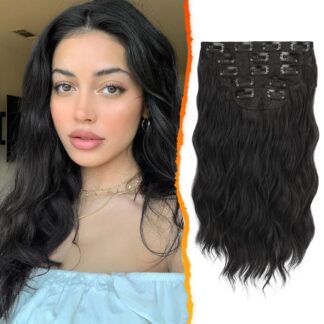 Lainelised juuksepikendused, klambritega, paksud, naturaalne must (35cm)