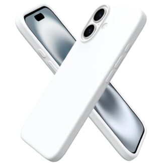 iPhone 16 telefonikaaned, silikoonist, põrutus- ja kriimustuskindel, valge