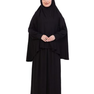 Naiste pehme palveriietus hijab, abaya-stiilis, viskoosist, must