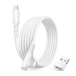 iPhone 14 13 12 laadimiskaabel ja adapter, nurgaga, must (1m)