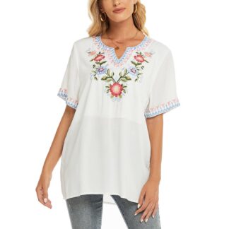 Tikandiga pluus, lühikeste varrukatega (S)