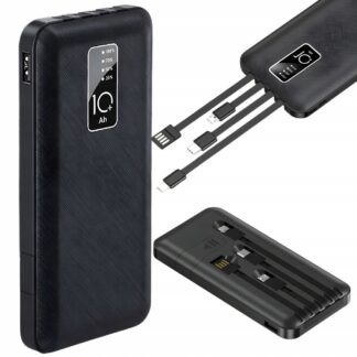 Akupank sisseehitatud kaablitega USB, Micro USB, USB C, lightning (iPhone) 10 000 mAh