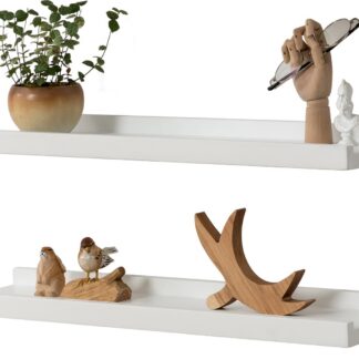 Valged tammepuidust seinariiulid (2tk, 50cm)