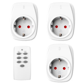 Juhtmevabad pistikupesad puldiga, valge (3tk)