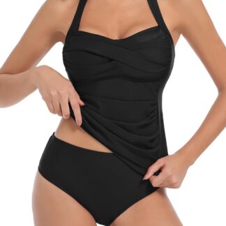 Vormiv naiste tankiini komplekt, must (XXL)