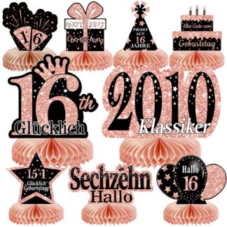 Sünnipäeva lauakaunistused, roosa kuld (9tk)