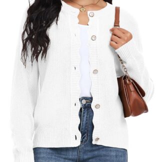 Naiste triibuline kootud kampsun, valge (L)