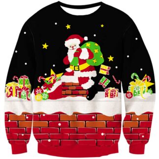 Laste jõulukampsun jõuluvanaga, must (s. 9-10a)